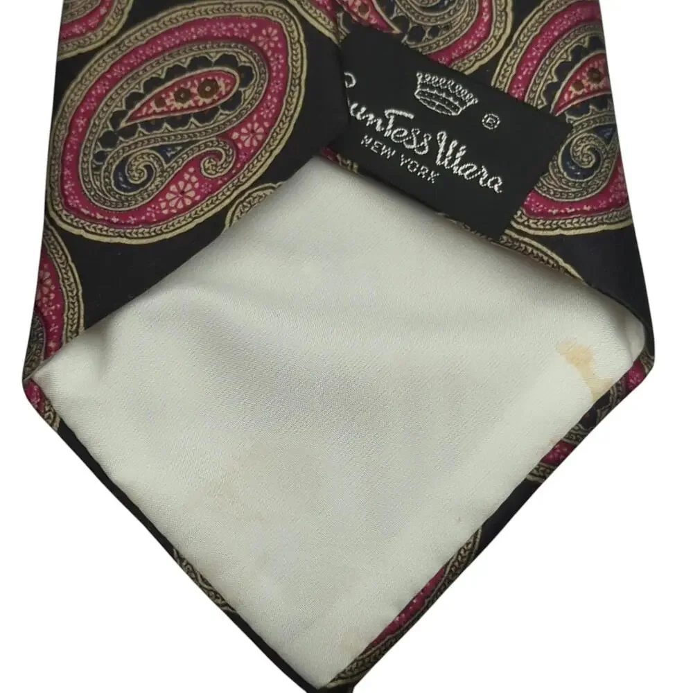 Vintage Countess Mara Men's Tie Dark Medallion‎ Paisley Silk Necktie Made in USA